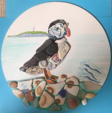 collage with genuine sponge wear pieces of Scottish coastal potteries